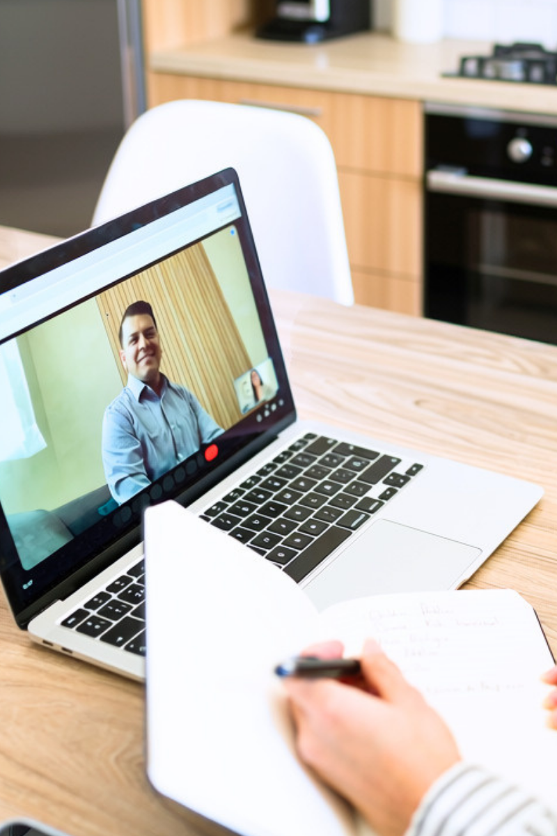 man conducting a virtual online therapy session
