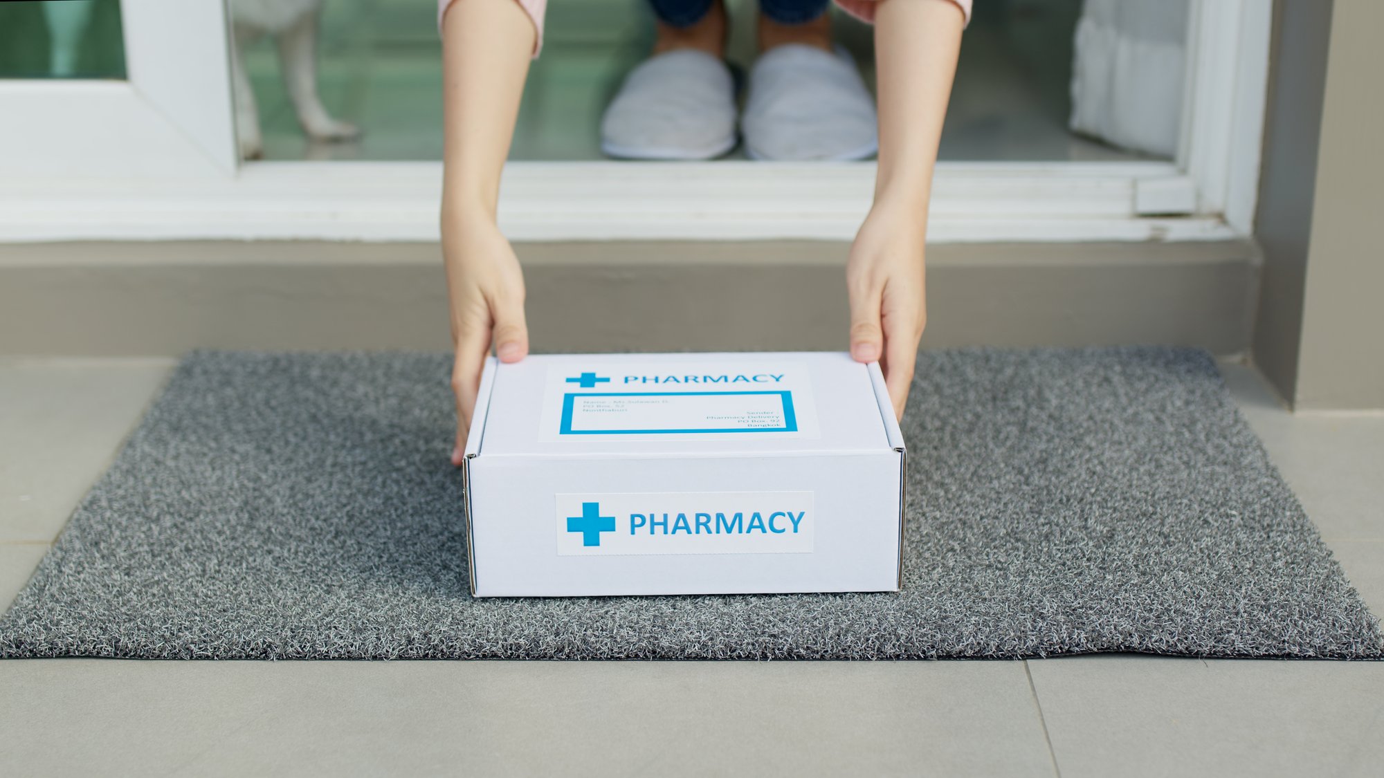 box of medications delivered to a home from a pharmacy box of medications delivered to a home from a pharmacy