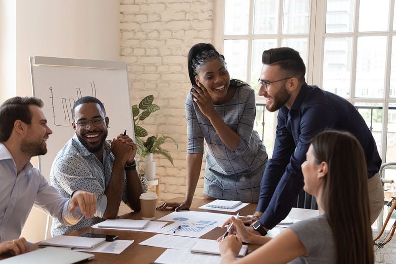 employees at the conference table 